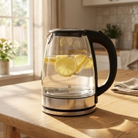 Bouilloire électrique portable en verre de 1,8 L, infuseur à thé facile à nettoyer pour un usage domestique