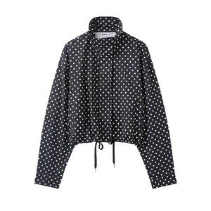 Chaqueta de <span class=keywords><strong>Mujer</strong></span> con Cuello Alto y Estampado de Puntos, Estilo Europeo y Americano, con Forro de Espuma, Elegante - Product Image 6