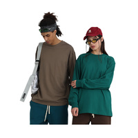 Einfarbiges Rundhals-Langarmshirt für Herren und Damen, Lässiges Atmungsaktives T-Shirt mit Siebdruck, Gestricktes Polyester/Baumwoll-Innenfutter