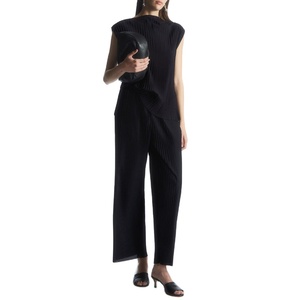 Nouveau produit Haut plissé personnalisé de haute qualité Haut à la mode sans manches <span class=keywords><strong>col</strong></span> <span class=keywords><strong>bateau</strong></span> haut pour femme - Product Image 6