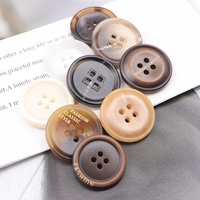 Kancing Baju Resin Plastik Custom Empat Lubang Warna Kopi Bulat untuk Jas Wanita, Jaket Windbreaker, Celana Pria, Aksesoris