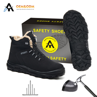 Bottes de travail d'hiver OEM avec embout en acier, légères, respirantes, anti-écrasement, style sport/jogging, mi-montantes, unisexe, en daim et toile