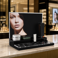 Support de présentation de maquillage en acrylique en forme de L personnalisé, présentoir de cosmétiques en acrylique pour boutique de beauté commerciale