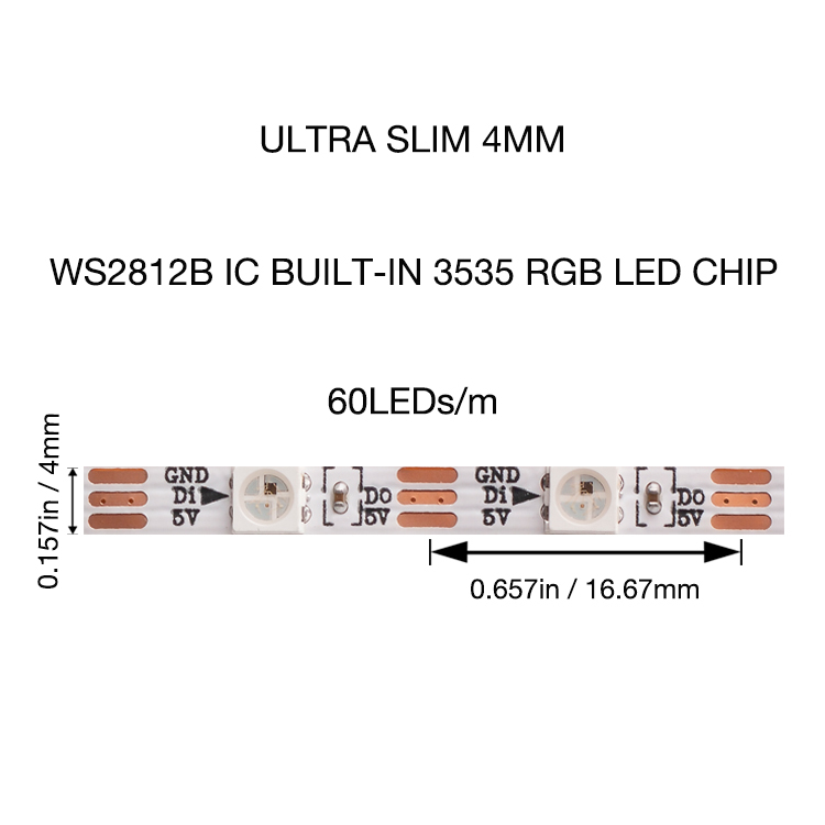 Mini 3mm 4mm 5mm Width Small White Black WS2812B Smart RGBIC Narrow Thin WS2812 DC 5V RGB Led Strip Light for Car RC Plane Model · image 3