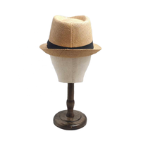 Chapeau de soleil en paille pour hommes d'âge moyen et âgés, style jazz, avec ruban décoratif, protection solaire extérieure, bord roulé