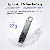 Nouveau produit de commerce extérieur 2026 : Support de téléphone portable et tablette pliable en alliage d'aluminium et ABS, avec porte-clés et support de bureau, sept couleurs