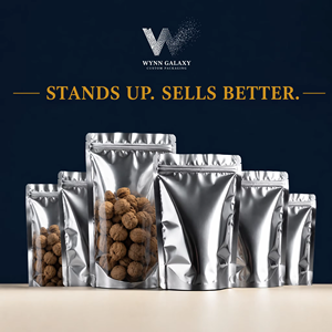 In stock US FDA Low-Priced Stand up Pouch Food Packaging Yin Yang Self-Standing Aluminized Doypack for Noodles Jelly Side Gus - Product Image 1