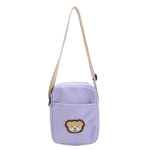2024 Cute Crossbody Small <strong>Bag</strong> for Women New Striped Velvet Bear Design Students Children Canvas Diagonal <strong>Cell</strong> <strong>Phone</strong> Coin Purse - Product Image 2