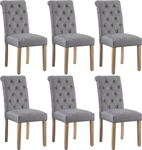 מודרני קלאסי בד בחזרה מטבח מסעדה כסאות חדר אוכל עם רגלי עץ - Product Image 4