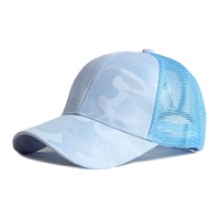 Gorra de Béisbol Unisex de Camuflaje de Moda, 100% Poliéster, Transpirable e Impermeable, Estilo Deportivo, Primavera Verano Playa, Gorra de Malla con Visera