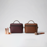 Sac à maquillage en cuir véritable pour femmes, grande trousse à cosmétiques, organiseur de toilette de voyage, boîte de rangement portable