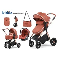 Poussette bébé convertible 3 en 1 à 4 roues en acier inoxydable Oxford, vue haute, pliable, absorption des chocs, capacité de charge de 20 kg pour