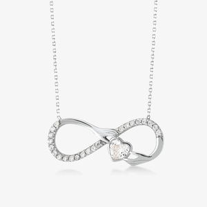 Collier de mariage pour femme CANNER en argent sterling 925, pendentif en forme de cœur avec nœud papillon et chiffre 8 combinés avec zircon, symbole de l'infini - Product Image 4