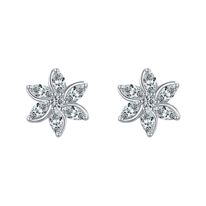 Pendientes de Moissanita para Mujer LUOTEEM, Diseño de Flor de Verano, Latón Chapado en Oro Rosa, Venta al por Mayor, Envío Gratis - Product Image 1