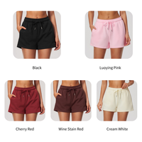 NCLAGEN Short de sport pour femme, pantalon de survêtement ample à jambes droites avec cordon de serrage à la taille et poches latérales, short de course et de fitness en plein air