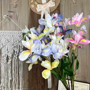 Fleurs d'iris artificielles à longues tiges, fleurs en soie au toucher naturel, décoration de mariage, décoration de la maison, accessoires de photographie - Product Image 1