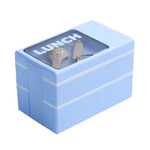 环保2层塑料tiffin盒便当1400毫升学童儿童午餐盒餐盒带餐具