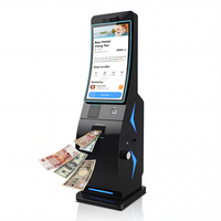Kiosque de commande et de paiement autonome Usingwin 32 pouces à écran tactile incurvé 4K, Intel Core i5, multi-OS, sur pied, avec scanner de code QR et SDK