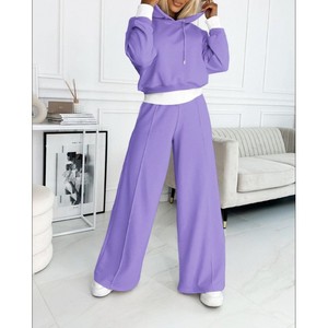 <b>Women</b> Winter Spandex Color Block Hoodie <b>Tracksuit</b> Set Pullover Top Jogger Pants Casual Breathable Outfit - Product Image 6