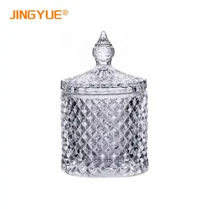 Jingyue זכוכית צנצנת ממתקי סוכר קערת דקורטיבי קריסטל מטבח אחסון שקוף עכשווי זכוכית מכולות עבור מזון אחסון