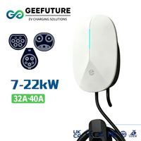 7KW - 22KW Pengisi Daya EV Terpasang di Dinding Kontrol Aplikasi Pintar Pengisi Daya Mobil AC Wallbox OCPP 1.6 Tipe 1 Tipe 2 IP66 Tahan Air