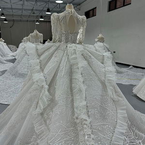 Jancember MN220 elegante tela de encaje de manga larga para vestidos europeos de encaje de boda - Product Image 6