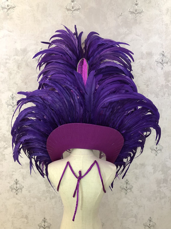 Copricapo di piume di carnevale di Samba fatto a mano, costume di colore arancione, 8 pezzi - Italia