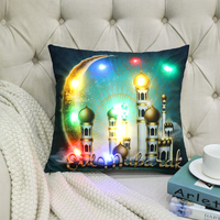 631658-59 Housse de coussin en tissu islamique LED 45x45cm pour canapé, décoration Eid Mubarak Ramadan, vente en gros