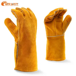 ENTE安全14英寸男士棕色软牛皮安全冬季工作防水焊接手套
