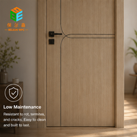 Porte de chambre en PVC avec lignes noires, profil stable anti-termites, porte décorative pratique pour diverses situations intérieures, ISO
