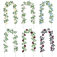 Guirlande de roses artificielles en soie pour couvrir les tuyaux de climatisation, décoration florale en plastique pour plafond et mur intérieur