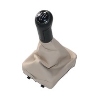 Palanca de cambio de marchas de 5 velocidades con tapa negra, cubierta de cuero antipolvo Beige, perilla de cambio de marchas de coche para VW Polo 9N2/9N3