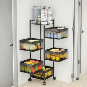 रसोई भंडारण घूर्णन शेल्फ <span class=keywords><strong>2</strong></span> <span class=keywords><strong>3</strong></span> 4 5 परत घूर्णन व्यावहारिक ट्रॉली रसोई वर्ग शेल्फ व्हील भंडारण रैक के साथ - Product Image 3