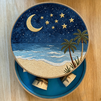 Boîte Cadeau Personnalisée en Papier pour Tasses à Café Brodé(e)s de Palmiers, Boîte à Chocolats et Dattes, Boîte de Rangement en Tissu Doux en Suède pour Desserts du Ramadan