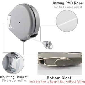 SANIPRO Portable Heavy Duty Corde <span class=keywords><strong>à</strong></span> <span class=keywords><strong>linge</strong></span> Intérieur et <span class=keywords><strong>Extérieur</strong></span> Corde <span class=keywords><strong>à</strong></span> laver ABS <span class=keywords><strong>Plastique</strong></span> Fixe <span class=keywords><strong>Étendoir</strong></span> Corde <span class=keywords><strong>à</strong></span> <span class=keywords><strong>linge</strong></span> rétractable - Product Image 4