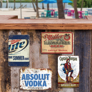 Letrero Metálico Multimarca de Cerveza y Ron, Miller, Captain Morgan, <span class=keywords><strong>Milwaukee</strong></span>, Chicago, Decoración Vintage para Pared de Bar - Product Image 4