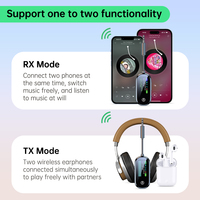 Transmisor y Receptor Bluetooth 5.4 2 en 1, Adaptador Inalámbrico de Audio Estéreo de 3.5mm AUX para Avión, Micrófono para TV, PC, Auriculares