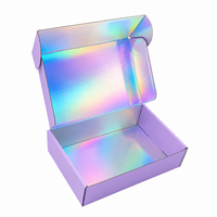 Boîte d'expédition en carton ondulé violet de luxe avec logo personnalisé holographique à l'intérieur, emballage écologique