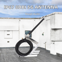 Estación base impermeable IP67 para exteriores con 8dBi Omni LTE 4G WiFi 5G Antena de fibra de vidrio Soporte L Soporte Polarización vertical