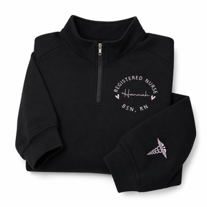 Sudadera con capucha personalizada RN BSN para enfermeras, con cremallera de un cuarto, regalo de graduación médica, bordado de caduceo en la manga, regalos POD para dropshipping - Product Image 2