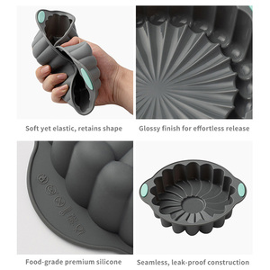 4 khuôn làm bánh silicon chống dính, dụng cụ làm bánh, khuôn nướng bánh thạch dễ dàng, hình hoa, dùng làm bánh ngọt - Product Image 5