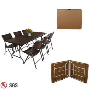 Chaises et tables <span class=keywords><strong>de</strong></span> conférence en plastique HDPE, ensemble <span class=keywords><strong>de</strong></span> table pliante en plastique marron pour les réunions - Product Image 2