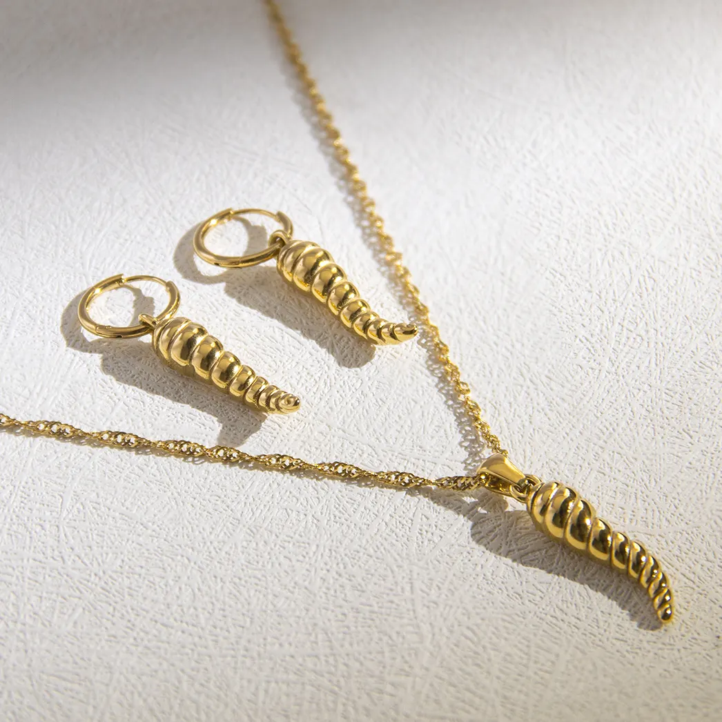 Powell Custom impermeabile nuovi gioielli in acciaio inossidabile oro 18K collana e borchie orecchini set gioielli