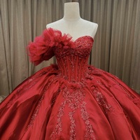 Robe de soirée de luxe vintage en satin, style robe de bal, col cœur, avec traîne longue, pour Quinceañera, motif floral