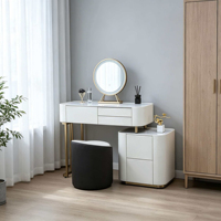 Table de maquillage avec éclairage LED, rangement multi-zones, durable, pliable, design moderne et luxueux pour la chambre principale