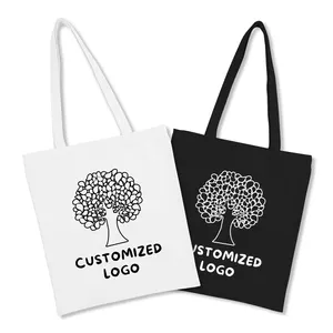 Sacola de compras orgânica pesada personalizada de algodão de grandes dimensões impressa personalizada com logotipo grande capacidade