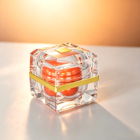 Pots cosmétiques de luxe en acrylique cristal taillé carré, avec couvercle à vis en plastique et cadre doré électroplaqué, contenants vides pour crème contour des yeux/lèvres