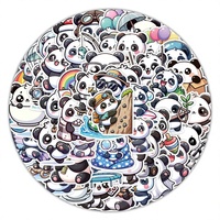 50 autocollants adhésifs mignons de panda pour la décoration de téléphones portables, ordinateurs et gobelets, autocollants de dessin animé imperméables