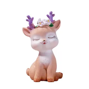 Polyresin Statue Cute Deer Outdoor Home Vintage Resin Decoration Christmas figure Life Size Resin Statue