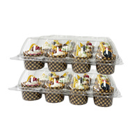 Barquette en plastique PET transparente biodégradable de haute qualité, petit plateau à gâteau, emballage alimentaire jetable pour muffins, vente en gros